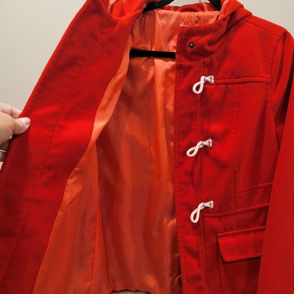 Sz Medium Radiant Red Old Navy Duffle Coat Soft Brushed London Street Style